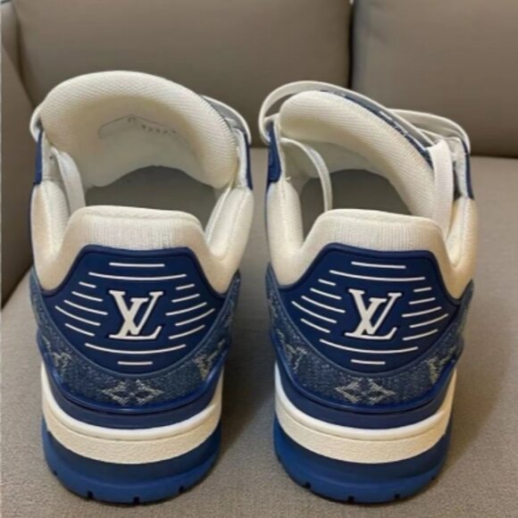 LOUIS VUITTON Trainer Denim Leather Casual Low-top Fashion Sneakers Unisex Denim - Picture 4 of 4